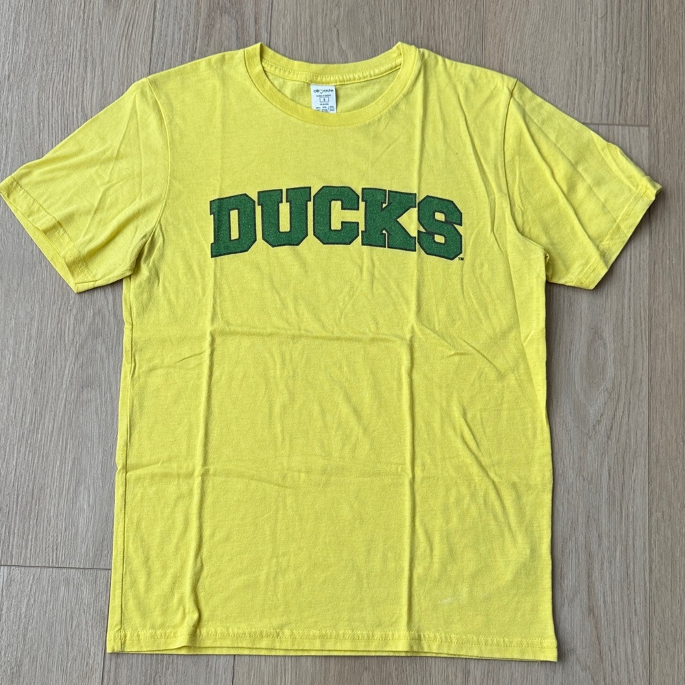 Women’s Yellow Tee with Green 'Ducks' Graphic